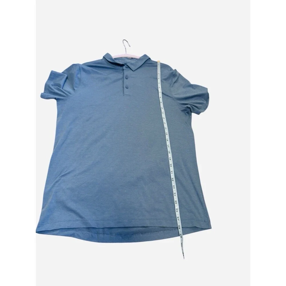 Lululemon Evolution Polo Shirt Blue Short Sleeve Slim Fit No-Stink Zinc Size L - Picture 7 of 7